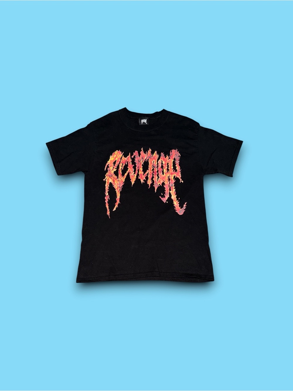 Revenge inferno flame script tee shirt black men’s medium